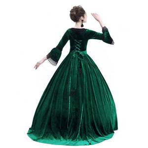 Medieval Renaissance Velvet Long Dress Gothic Court