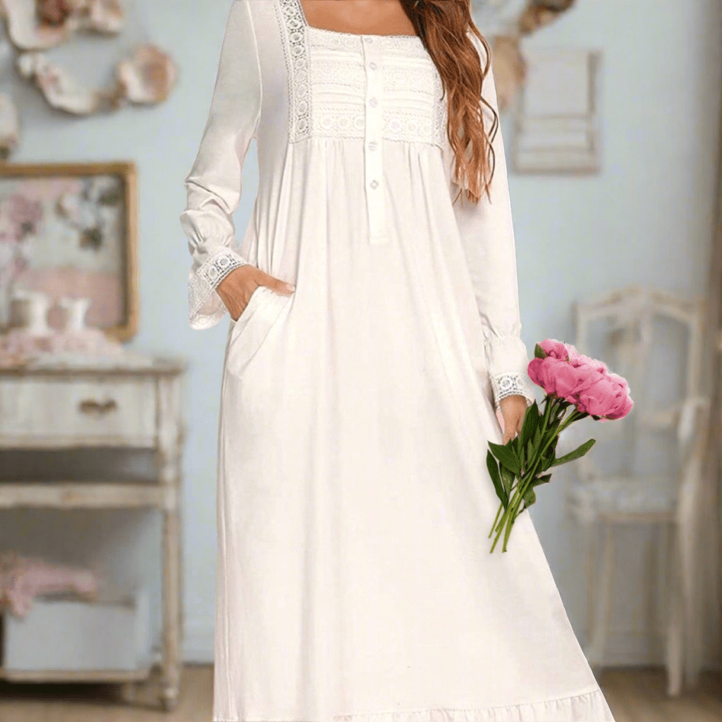 Cottage Weekend, Square Neck Flounce Sleeve Night Dress