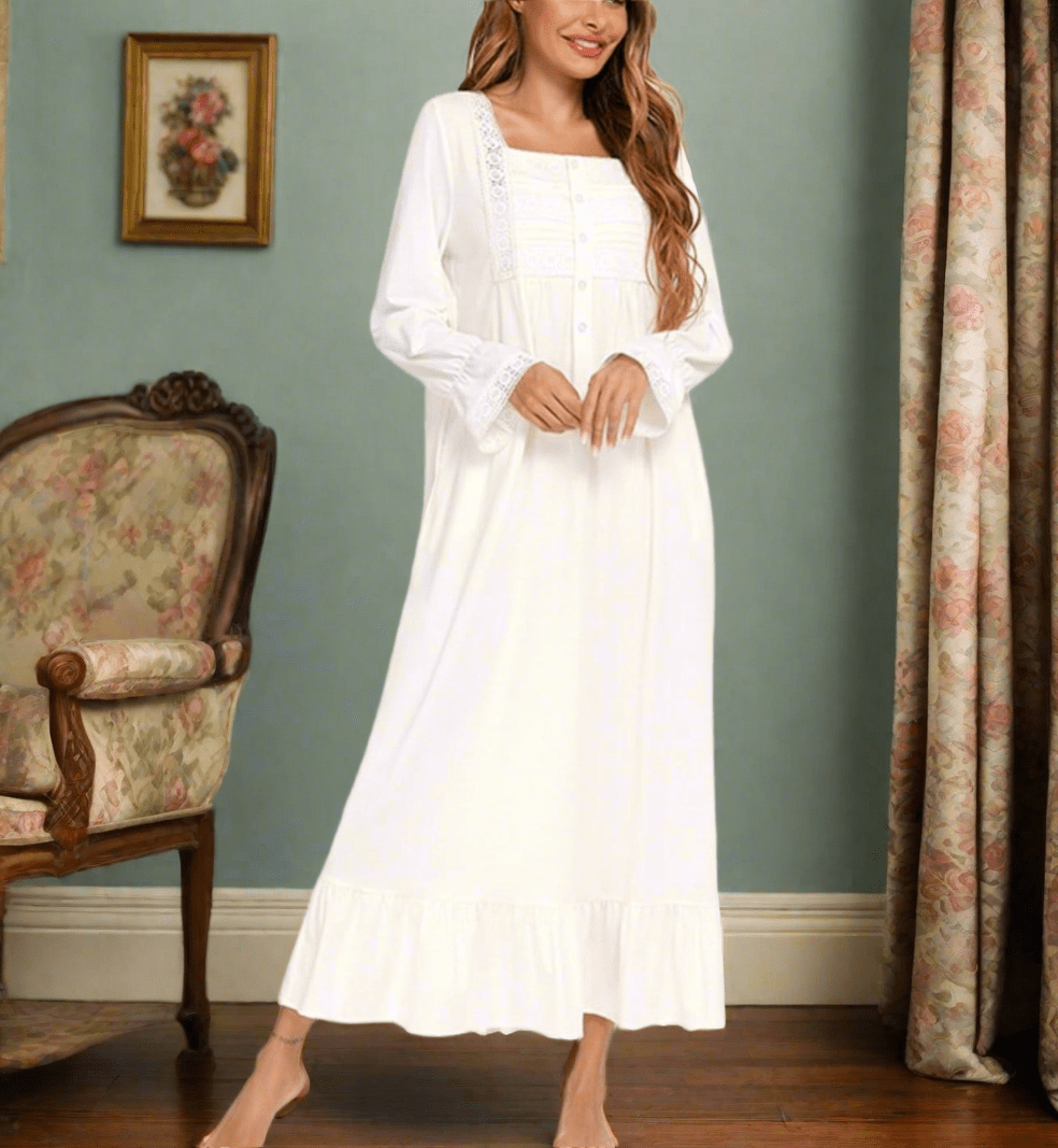 Cottage Weekend, Square Neck Flounce Sleeve Night Dress