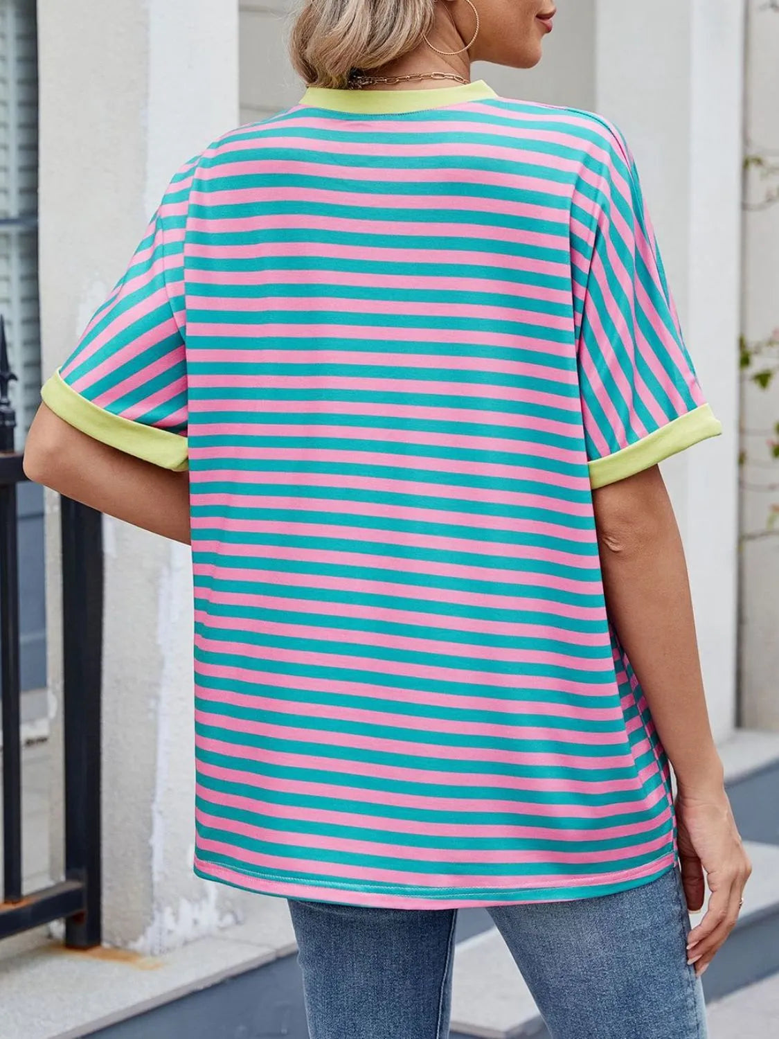Lagoon Striped Round Neck Half Sleeve T-Shirt