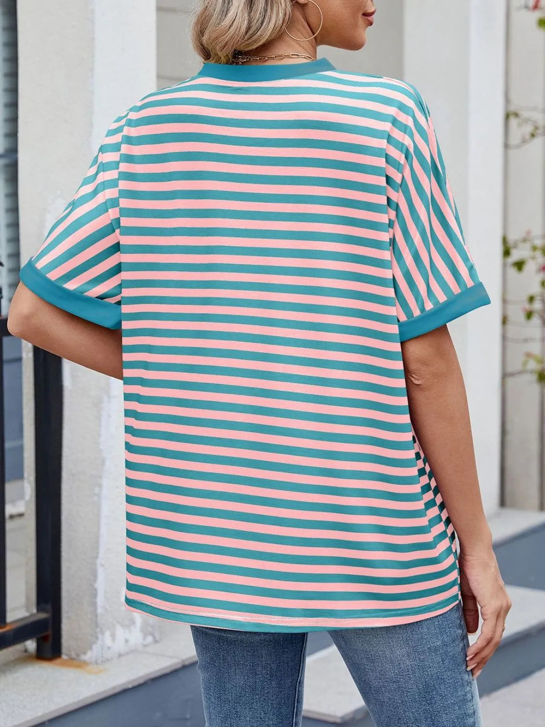 Lagoon Striped Round Neck Half Sleeve T-Shirt