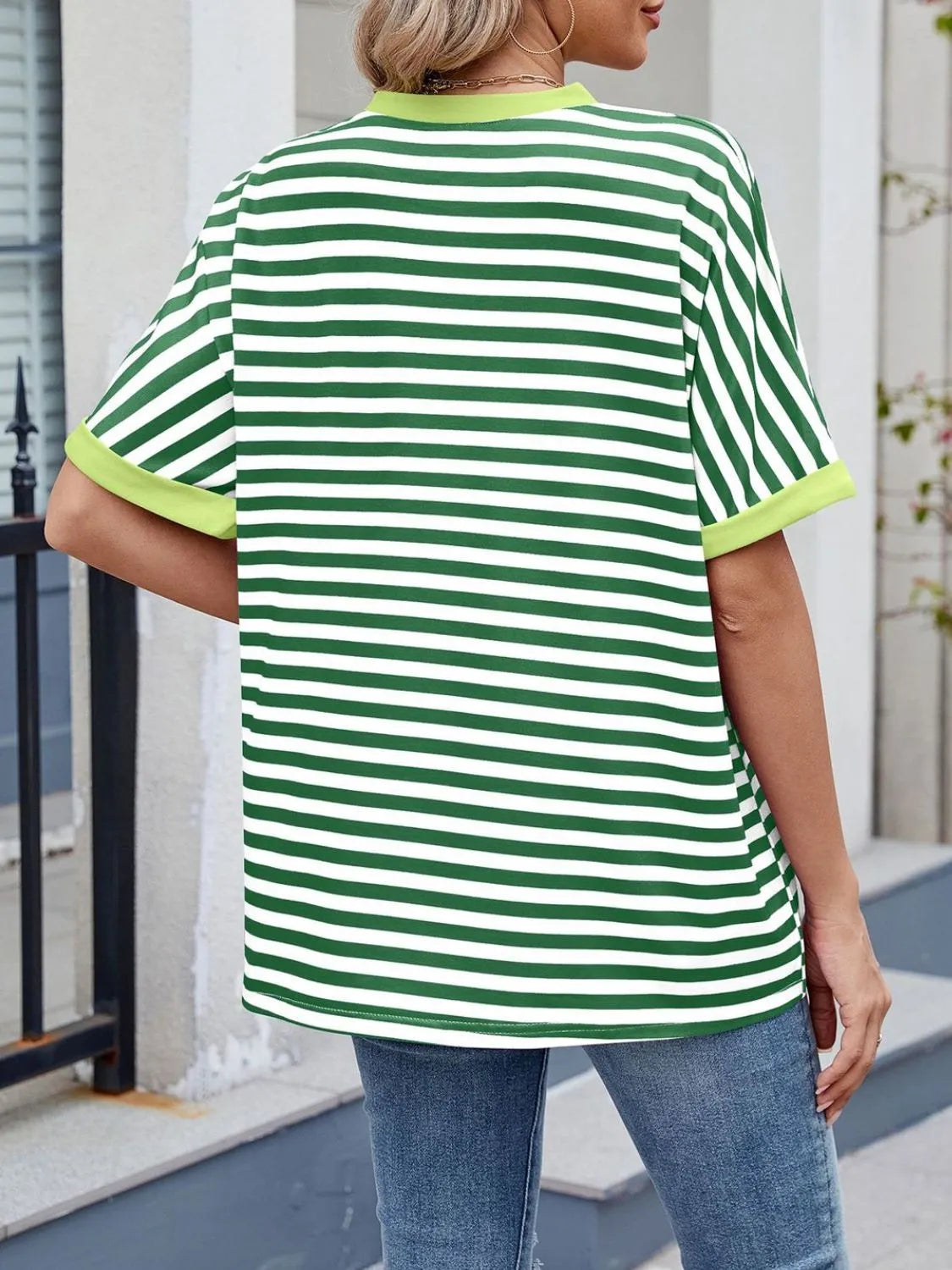 Lagoon Striped Round Neck Half Sleeve T-Shirt