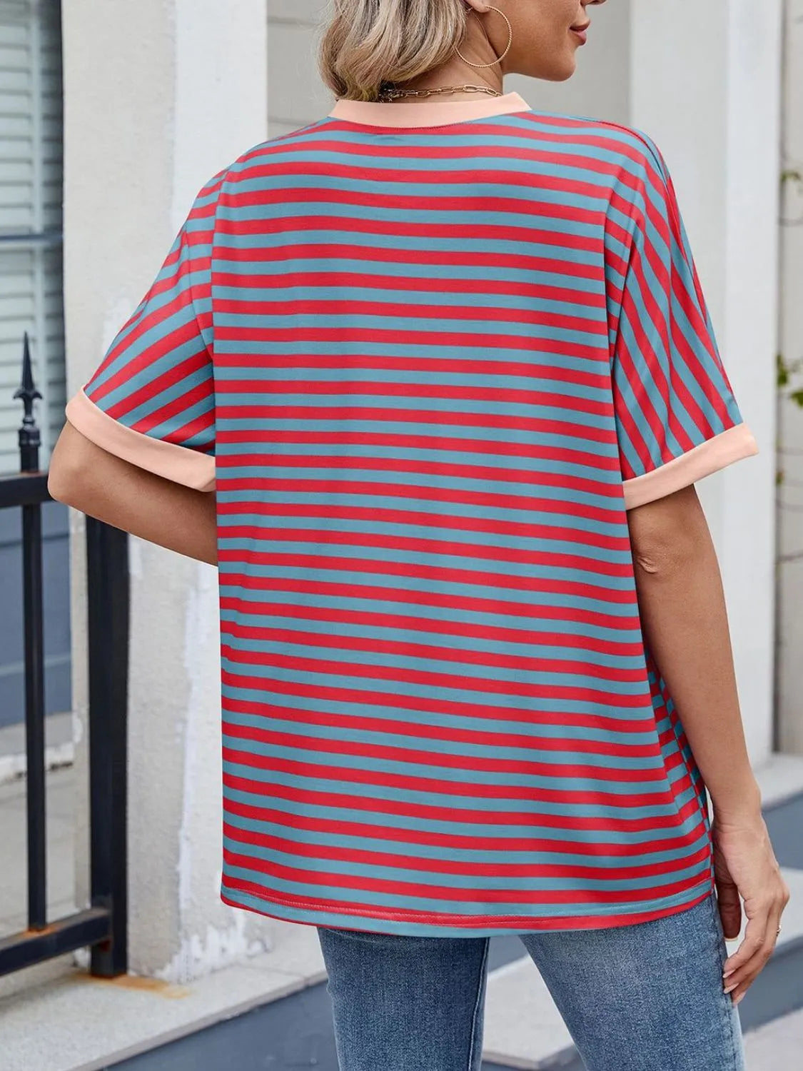 Lagoon Striped Round Neck Half Sleeve T-Shirt