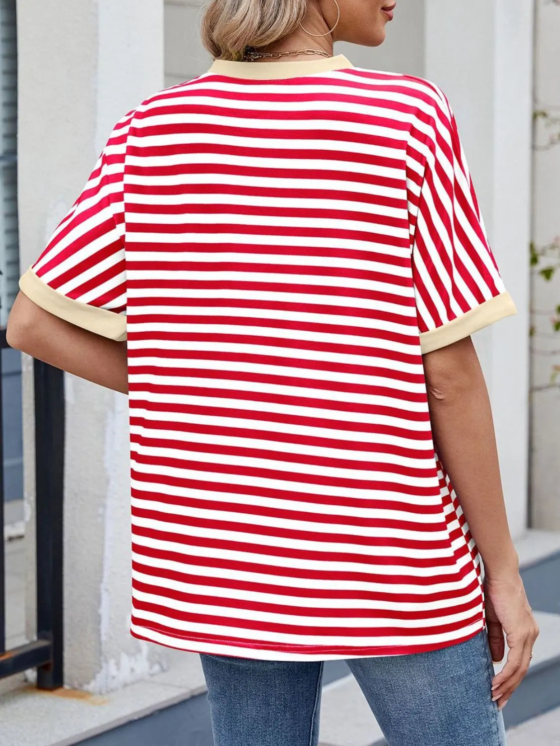 Lagoon Striped Round Neck Half Sleeve T-Shirt
