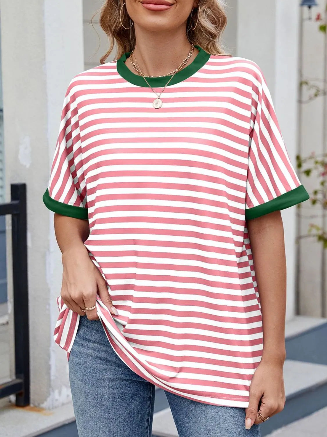 Lagoon Striped Round Neck Half Sleeve T-Shirt