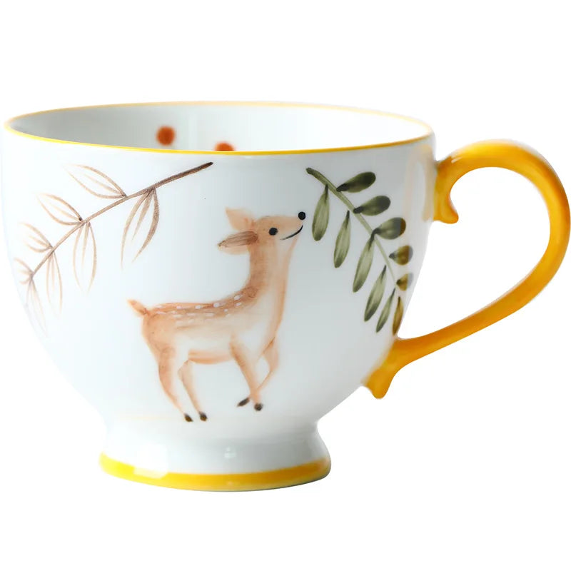 Nordic Ceramic Coffee Mugs, Hand-Painted