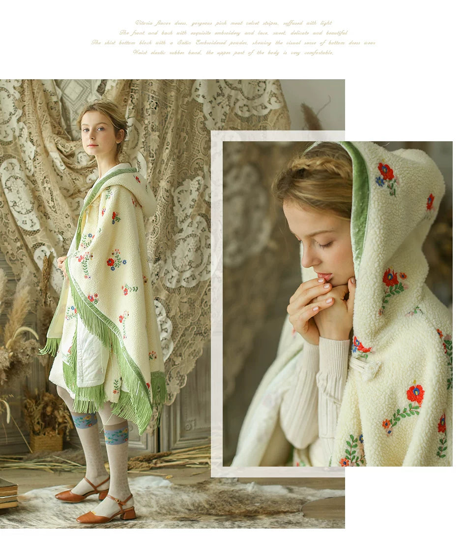 Embroidered Floral Dream Hooded Cloak