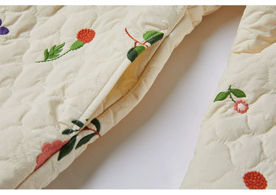 Sweet Jane Embroidery Cotton Padded Coat Skirt set