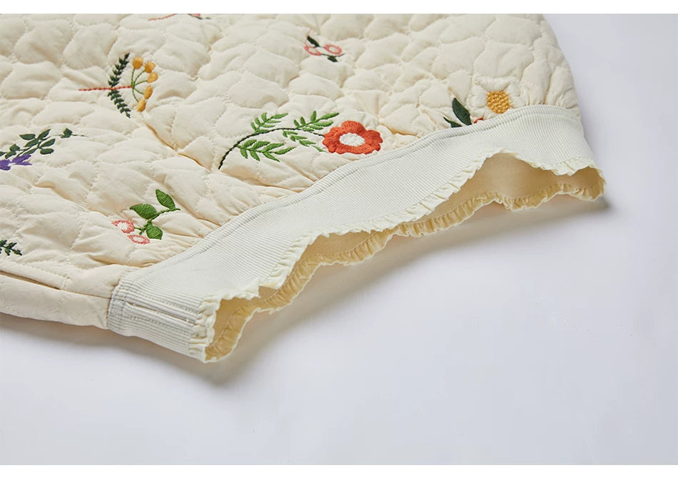 Sweet Jane Embroidery Cotton Padded Coat Skirt set