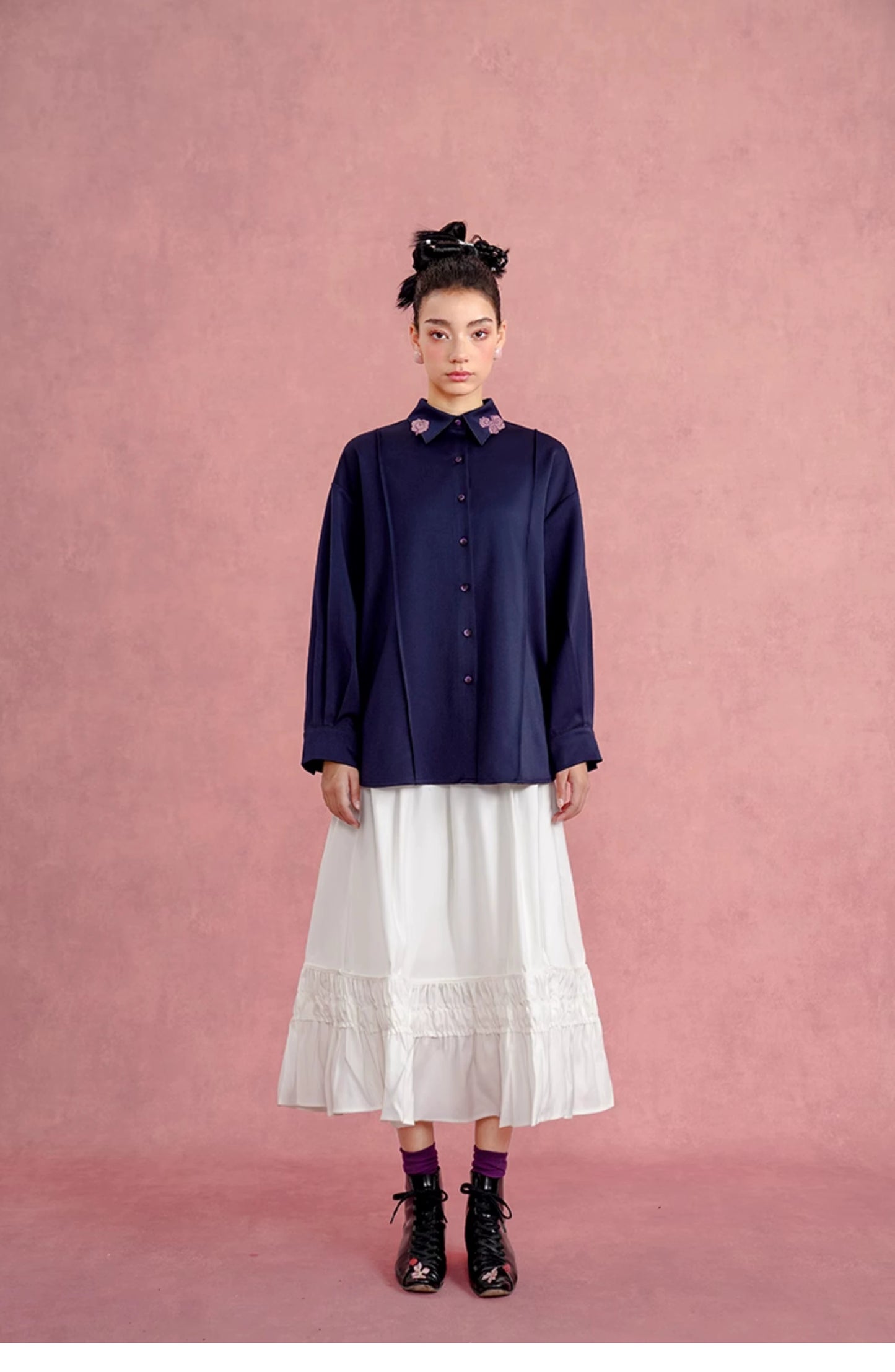 Vintage Dream Elegant Pleated Flowing White Skirt