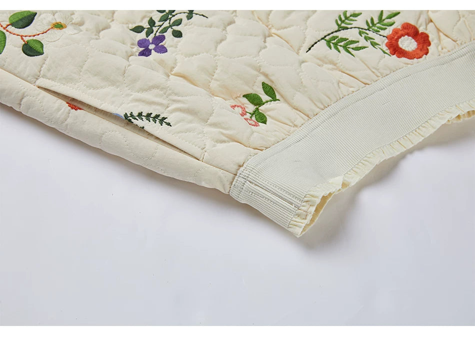 Sweet Jane Embroidery Cotton Padded Coat Skirt set