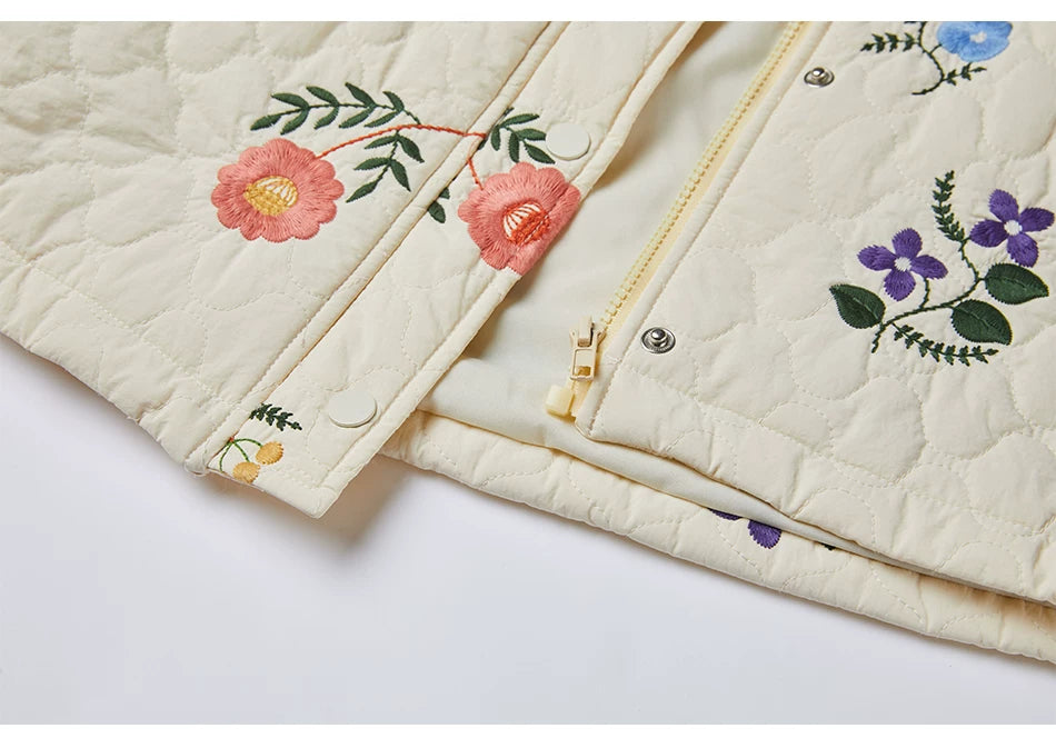 Sweet Jane Embroidery Cotton Padded Coat Skirt set