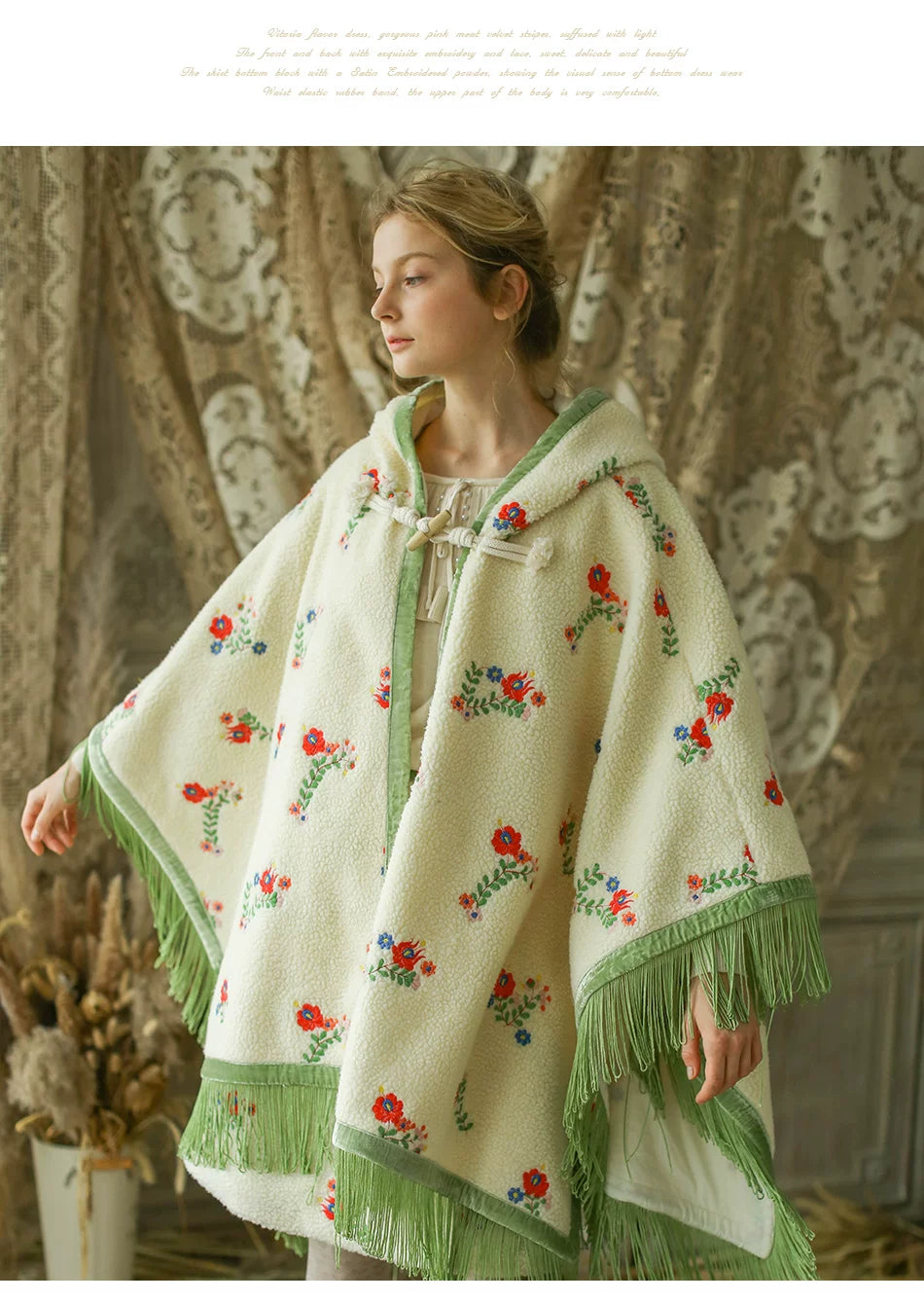 Embroidered Floral Dream Hooded Cloak