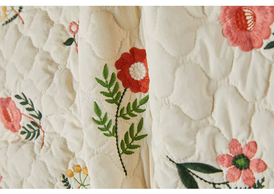 Sweet Jane Embroidery Cotton Padded Coat Skirt set