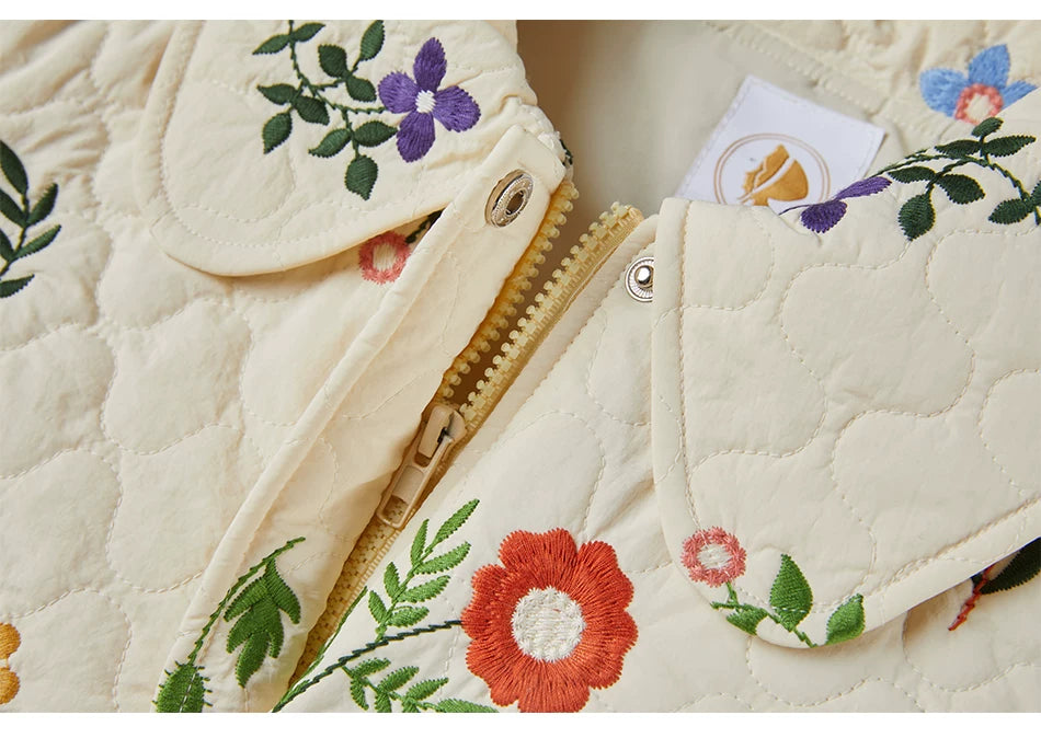 Sweet Jane Embroidery Cotton Padded Coat Skirt set