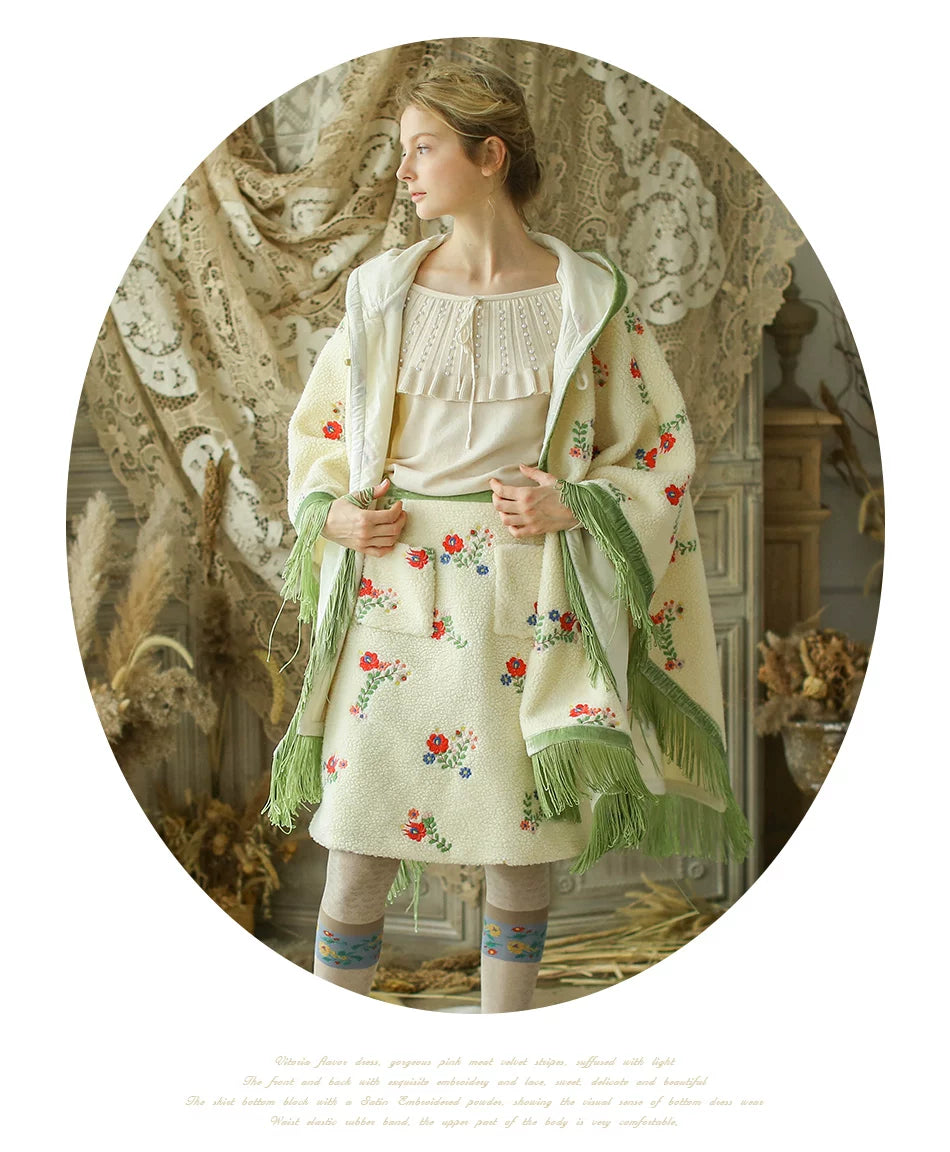 Embroidered Floral Dream Hooded Cloak