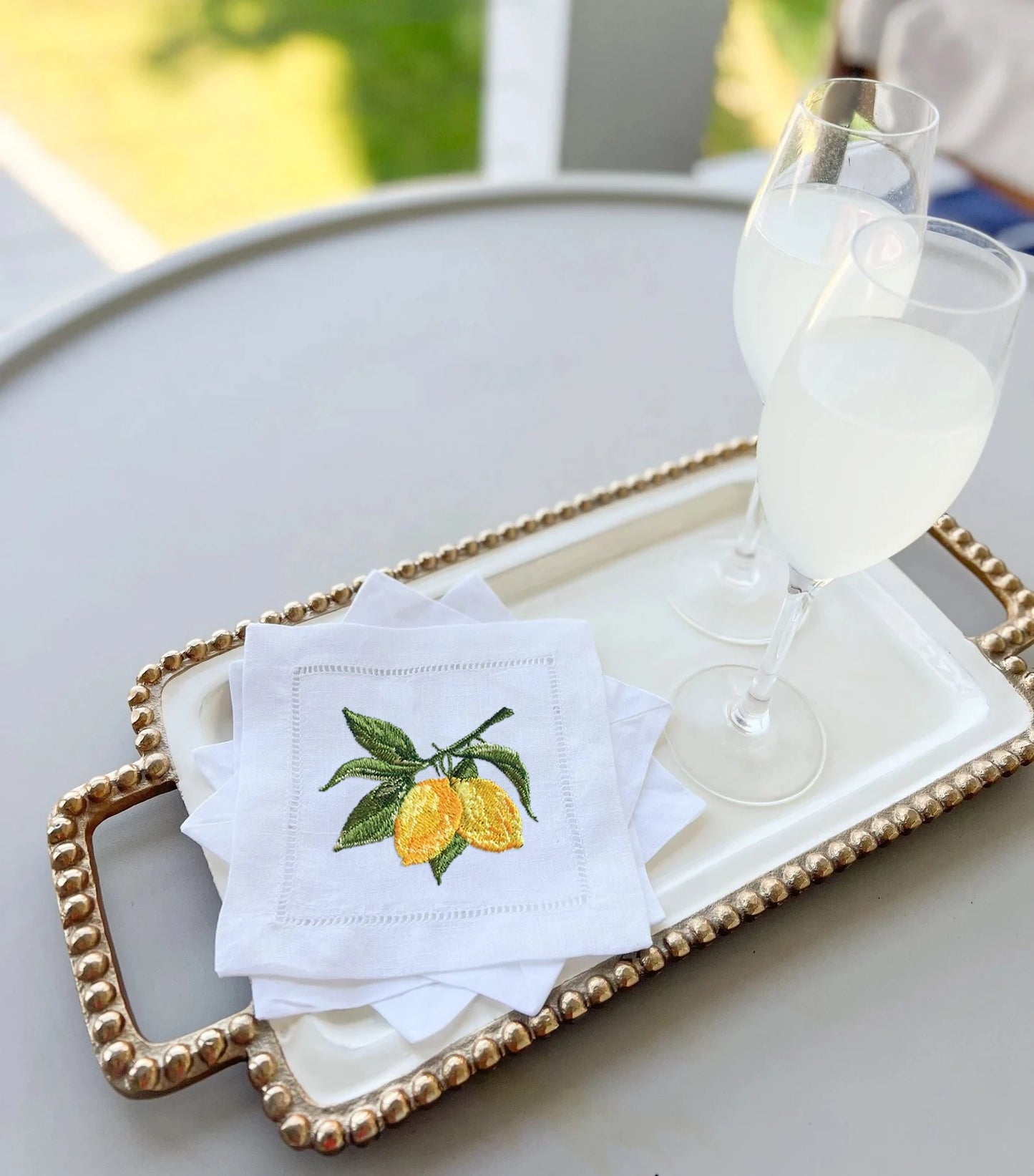 Personalized Lemon Hand Napkin, Name & Date embroidery