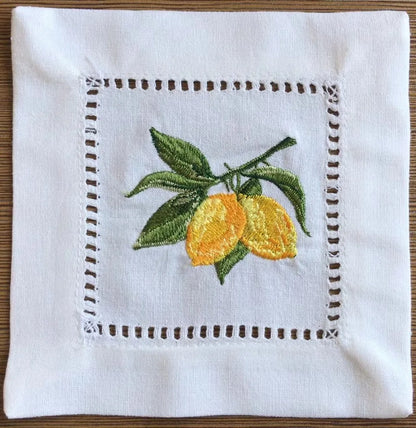 Personalized Lemon Hand Napkin, Name & Date embroidery