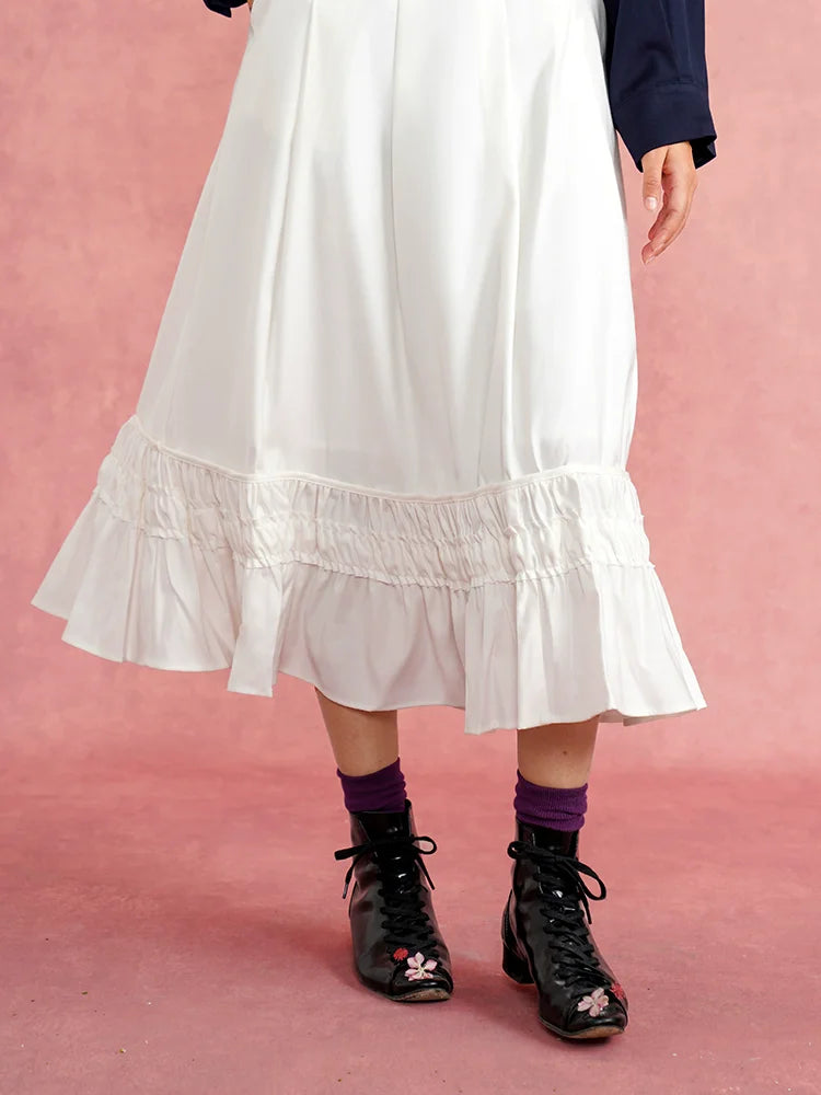 Petticoat Dream Elegant Pleated Flowing White Skirt