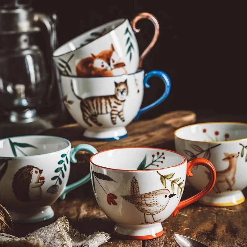 Nordic Ceramic Coffee Mugs, Hand-Painted