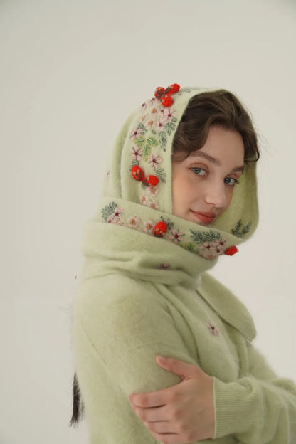 Annette Cashmere Sweater & Scarf Set, Purple