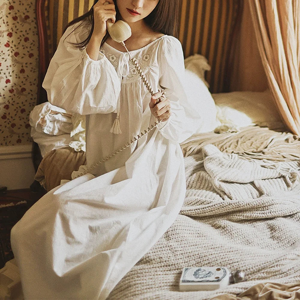 Winter Bloom Nightgown - Pure Cotton