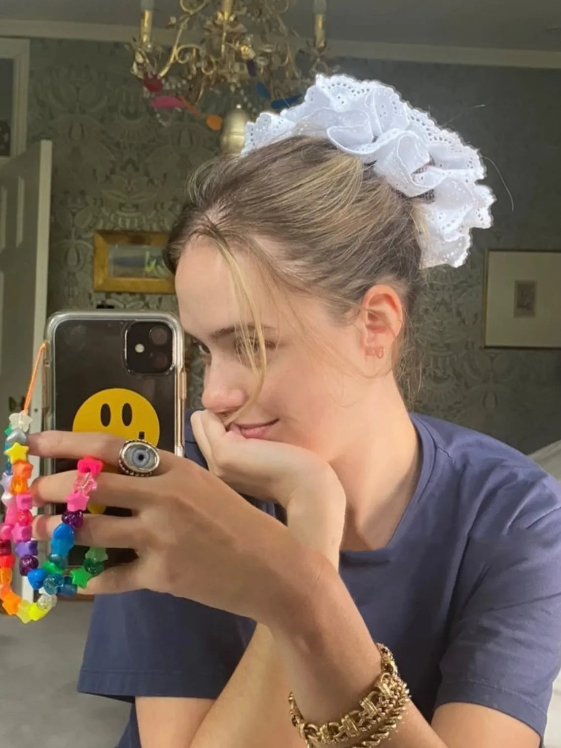 Lace French Hair Scrunchie, Elastic