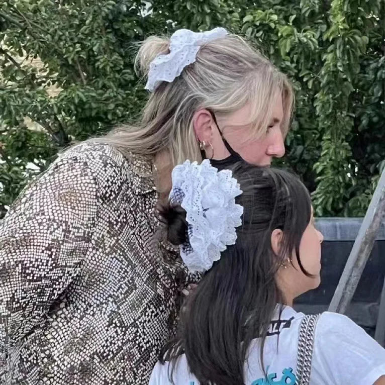 Lace French Hair Scrunchie, Elastic