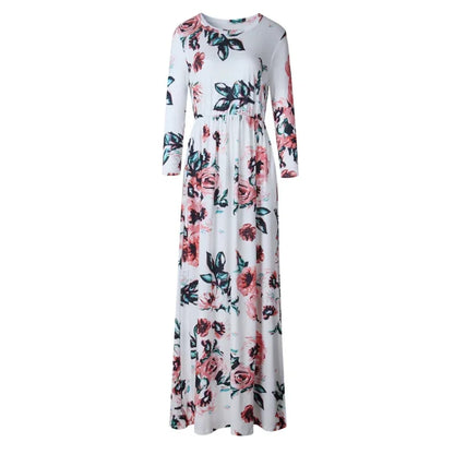 Summer Maxi Dress Women’s Pink Floral Print Boho Beach Dress Ladies Evening Party Long Dress Sundress Vestidos De Festa 3XL