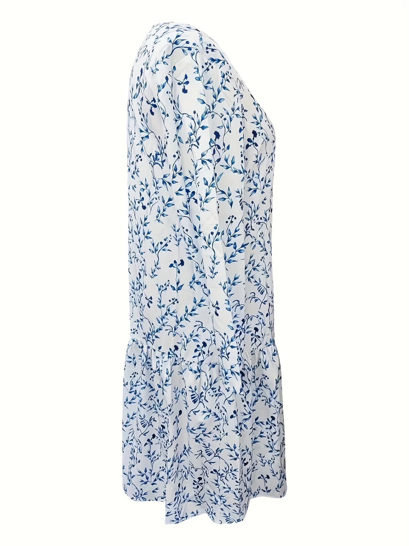 Blue Floral Country Pocket Dress