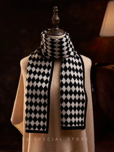 Checkered Cashmere Argyle Knitted Scarf