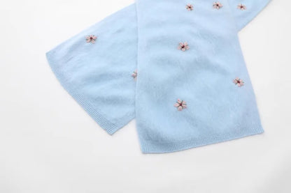 Annette Cashmere Sweater & Scarf Set, Purple