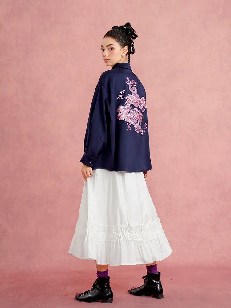 Vintage Dream Elegant Pleated Flowing White Skirt