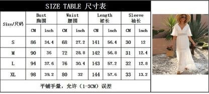 Summer White Maxi Dress for Women 2025 Lace Bohemian V-neck Solid Ruffles Beach Cover Up Wedding Party Vestidos