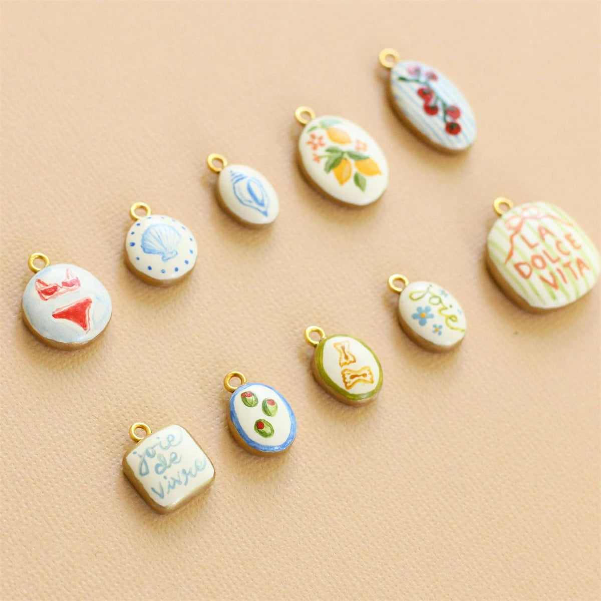 Classic Pendant, hand painted gold plating