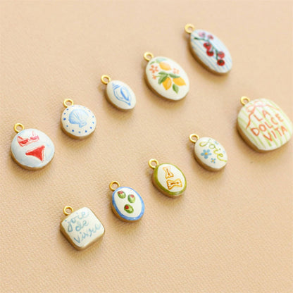 Classic Pendant, hand painted gold plating