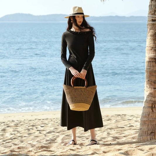 French Dress, Asymmetric Shoulder Top and Knit Skirt