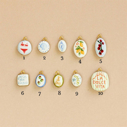 Classic Pendant, hand painted gold plating