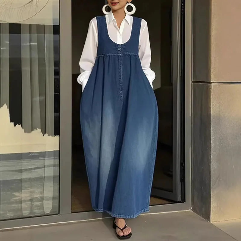 Boho Sweetheart Denim Stretch Dress Jumper