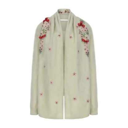 Annette Cashmere Sweater & Scarf Set, Purple