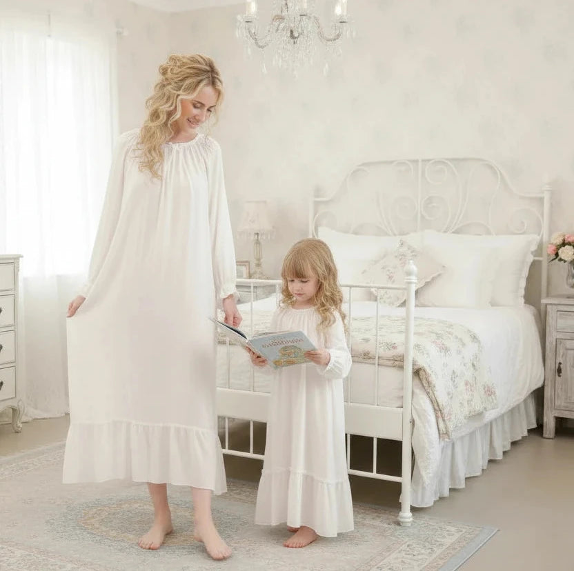Mother & Daughter Matching Cotton Nightgown Set | Victorian Heirloom Sleepwear by Modestly Yours