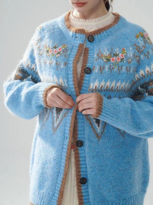 Fair Isle Blue Cashmere Sweater