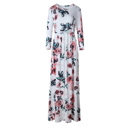Summer Maxi Dress Women’s Pink Floral Print Boho Beach Dress Ladies Evening Party Long Dress Sundress Vestidos De Festa 3XL