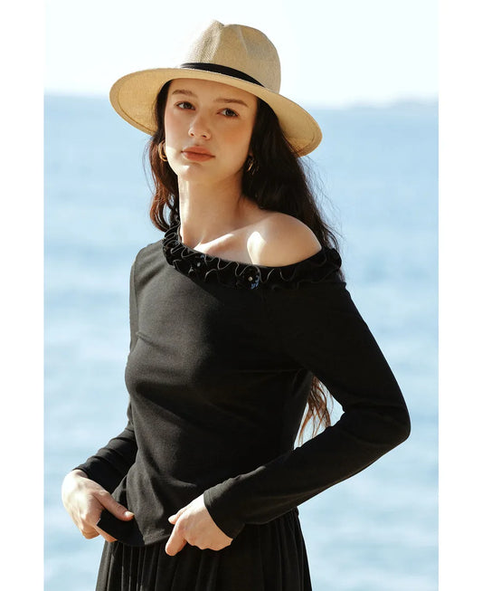 French Dress, Asymmetric Shoulder Top and Knit Skirt