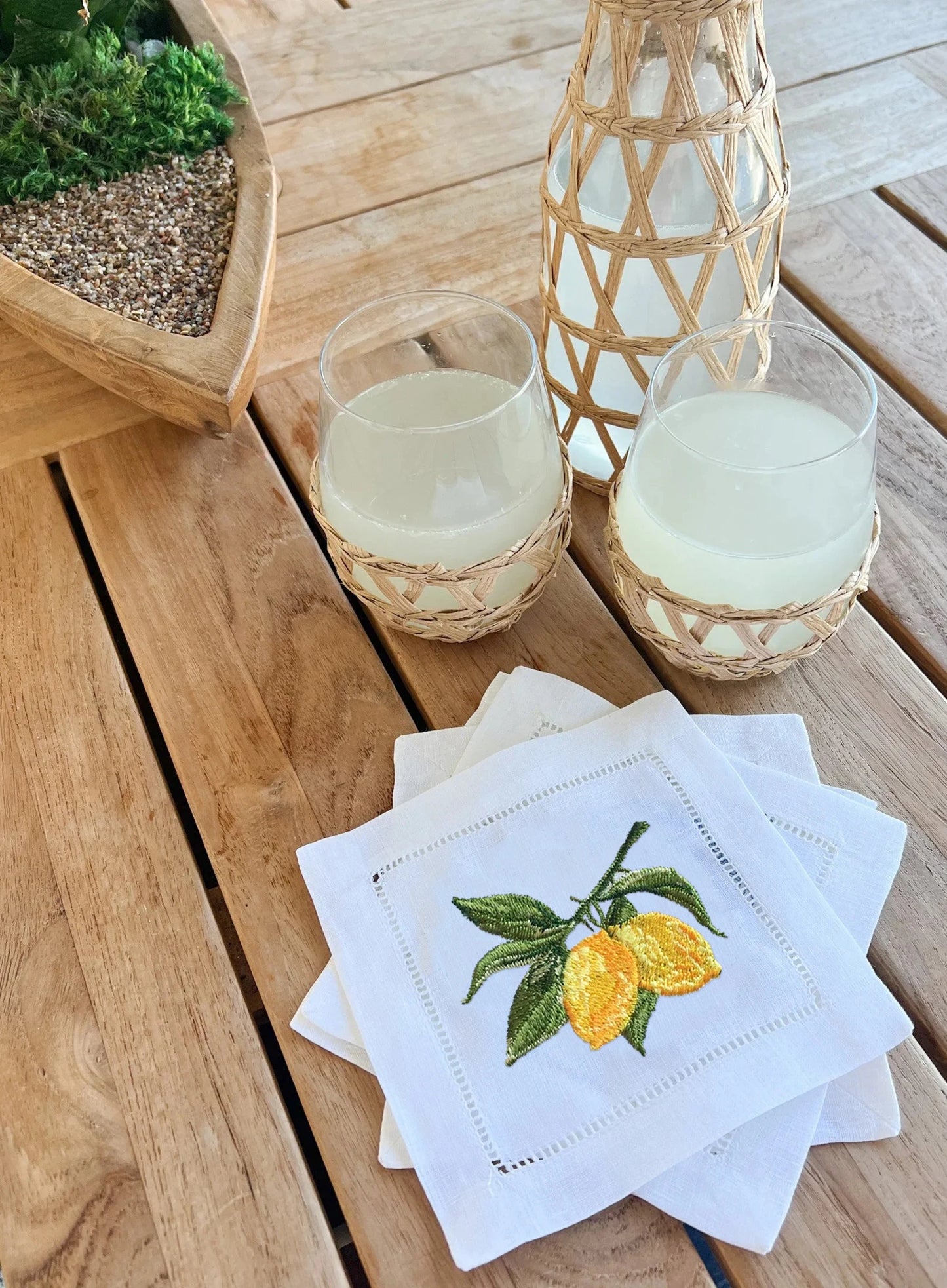 Personalized Lemon Hand Napkin, Name & Date embroidery