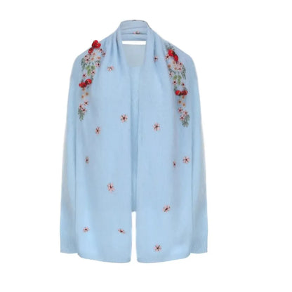 Annette Cashmere Sweater & Scarf Set, Purple