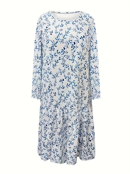 Blue Floral Country Pocket Dress