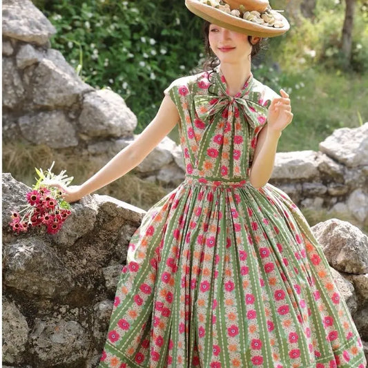 Strawberry, Retro Floral Temperament Dress For Women