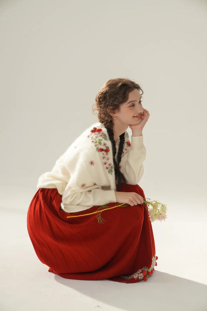 Annette Cashmere Sweater & Scarf Set, Purple