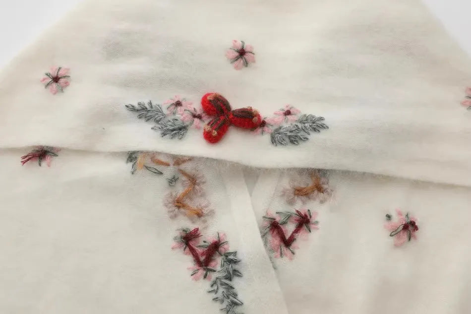 Annette Cashmere Sweater & Scarf Set, White